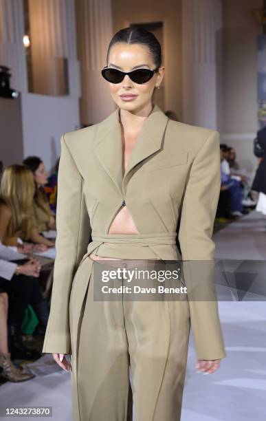 Maura Higgins attends the Paul Costelloe show during London Fashion Week September 2022 at Mansion House on September 16, 2022 in London, England.