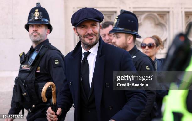 Former English football player David Beckham visits Queen Elizabeth II's coffin brought to Westminster Hall, in London, United Kingdom on September...