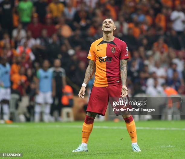 Mauro Icardi of Galatasaray SK during the Sportoto SuperLig match between Galatasaray SK vs Konyaspor at NEF Stadyumu on September 16, 2022 in...