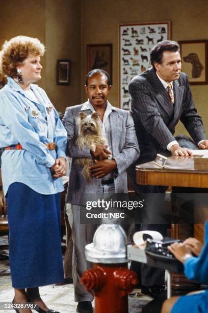 My Life as a Dog Lawyer Episode 903 Pictured: Marianne Muellerleile as Miss Gilly, Roger E. Mosley as Eugene Westfall, John Larroquette as Daniel R....
