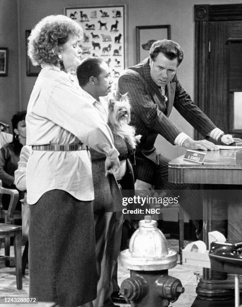 My Life as a Dog Lawyer Episode 903 Pictured: Marianne Muellerleile as Miss Gilly, Roger E. Mosley as Eugene Westfall, John Larroquette as Daniel R....