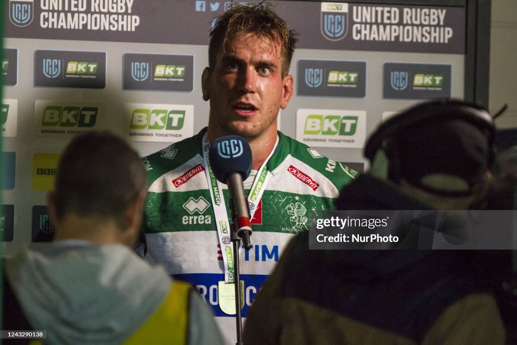 Federico Ruzza Rugby Man of the match Federico Ruzza during the United Rugby Championship ...