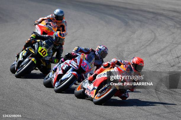 Honda Spanish rider Pol Espargaro, Ducati VR46 Italian rider Luca Marini, Ducati Gresini Italian rider Enea Bastianini and Honda Spanish rider Marc...