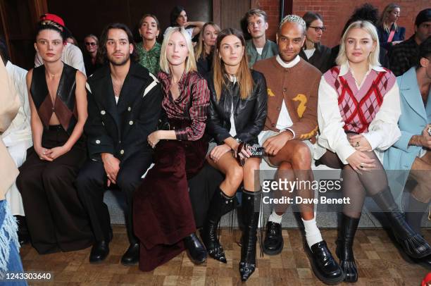 Ellie Rowsell of Wolf Alice, Maxim Baldry, Ella Richards, Camille Charriere, Raven Smith and Self Esteem aka Rebecca Taylor attend the S.S. Daley...