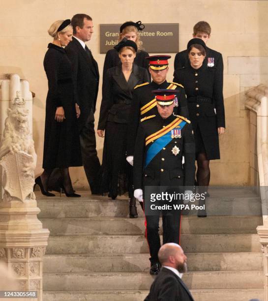Prince William, Prince of Wales, Prince Harry, Duke of Sussex, Princess Eugenie of York, Princess Beatrice of York, Peter Phillips, Zara Tindall,...