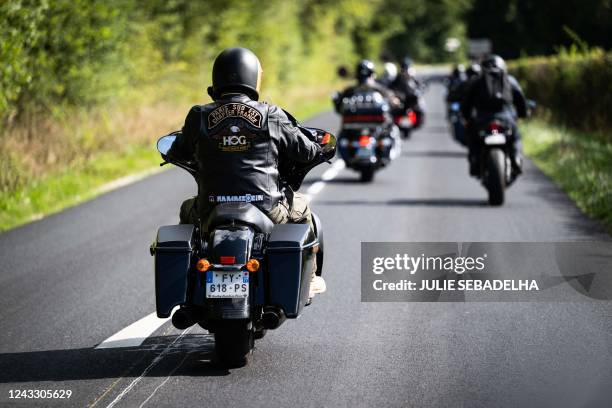 Man rides a motorcycle during a gathering of "Paris Sud Est chapter France" Harley Davidson motorcycles' owners in Villiers-sur-Marne, eastern Paris,...