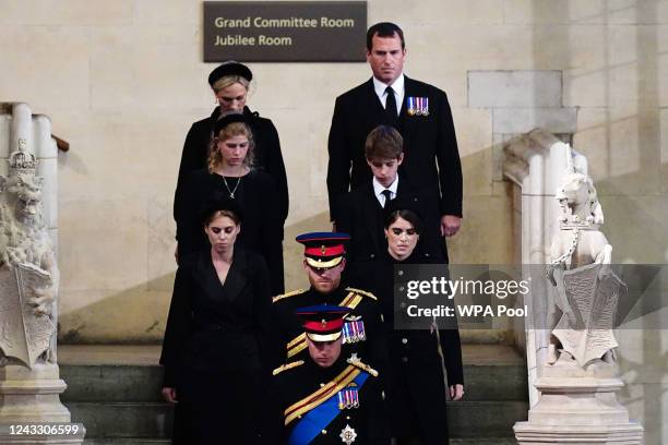 Prince William, Prince of Wales, Prince Harry, Duke of Sussex, Princess Eugenie of York, Princess Beatrice of York, Peter Phillips, Zara Tindall,...