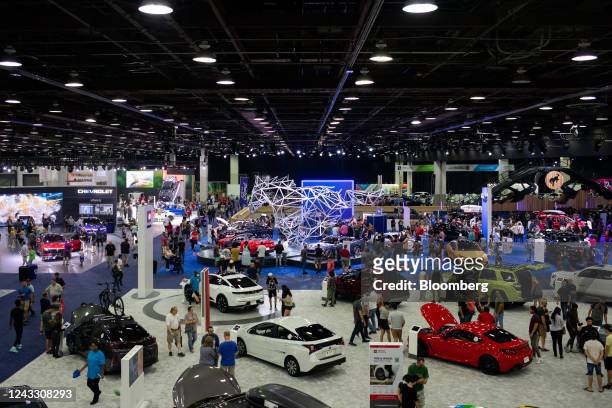 Attendees during the 2022 North American International Auto Show in Detroit, Michigan, US, on Saturday, Sept. 17, 2022. The Detroit auto show returns...