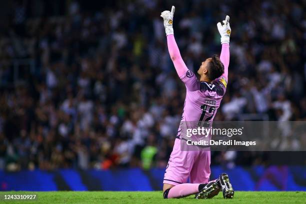 Cesar of Boavista FC celebrates during the Liga Portugal Bwin match between Boavista and Sporting CP at Estadio do Bessa on September 17, 2022 in...