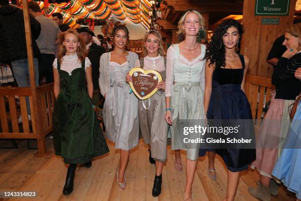 Valerie Huber, Jessi de Oliveira, Laura Osswald, Caroline Winberg, Soulin Omar during the annual Wiesn opening event Breakfast at Tiffany at...