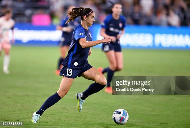 Alex Morgan of the San Diego Wave FC drives to the goal during the first half of an NWSL womens soccer game against the Angel City FC September 17,...