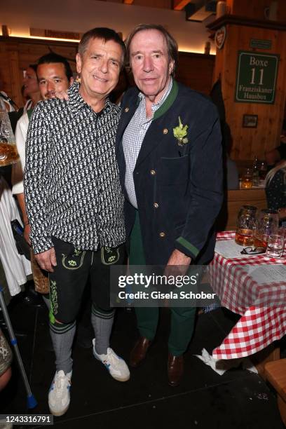 Photographer and artist Andreas Gursky and Guenter Netzer during the opening day of the 187th Oktoberfest at Schützenfestzelt Theresienwiese on...