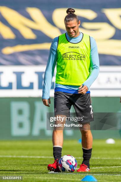 Andy Carroll of Reading FC warms up during the Sky Bet Championship match between Wigan Athletic and Reading at the DW Stadium, Wigan on Saturday...