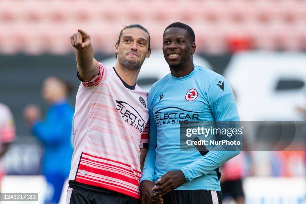 Andy Carroll of Reading FC and Lucas João of Reading FC after the Sky Bet Championship match between Wigan Athletic and Reading at the DW Stadium,...