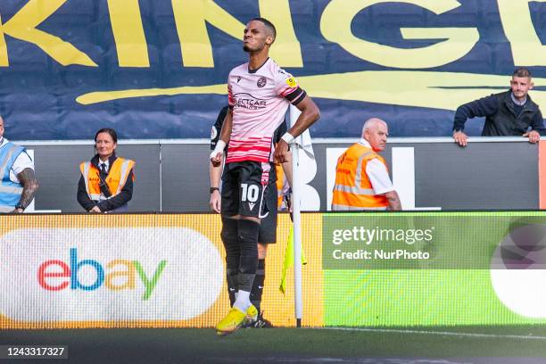 Thomas Ince of Reading FC celebrates his goal during the Sky Bet Championship match between Wigan Athletic and Reading at the DW Stadium, Wigan on...