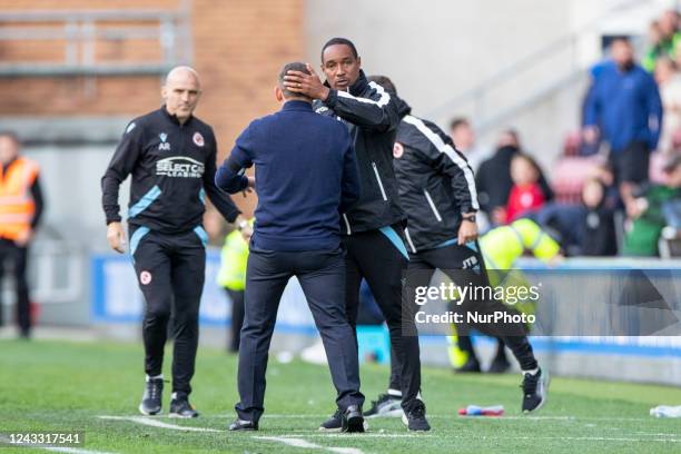 Manager of Reading FC Paul Ince shaking hands with manager of Wigan Athletic Liam Richardson after the Sky Bet Championship match between Wigan...