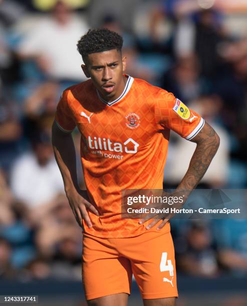 Blackpool's Jordan Lawrence-Gabriel during the Sky Bet Championship between Millwall and Blackpool at The Den on September 17, 2022 in London, United...