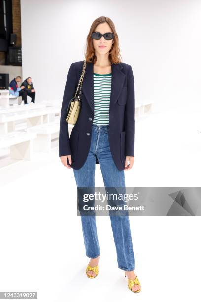 Alexa Chung attends the Nensi Dojaka show during London Fashion Week September 2022 on September 18, 2022 in London, England.