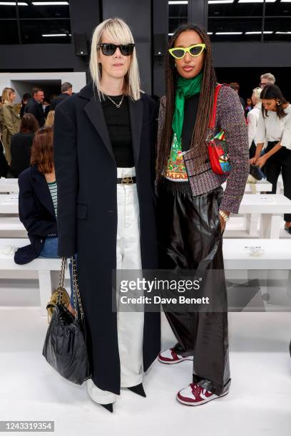 Laura Ingham and Julia Sarr-Jamois attend the Nensi Dojaka show during London Fashion Week September 2022 on September 18, 2022 in London, England.