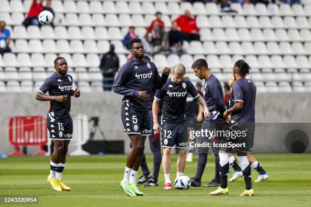 Eliot MATAZO - 05 Benoit BADIASHILE during the Ligue 1 Uber Eats match between Reims and Monaco at Stade Auguste Delaune on September 18, 2022 in...