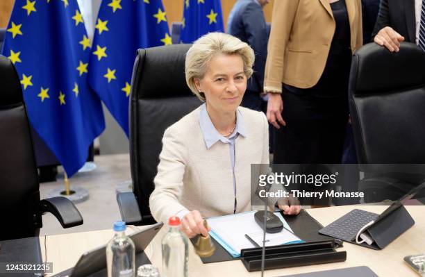 European Commission President Ursula von der Leyen calls her colleagues for a Sunday session of the College of EU Commissioners in the Berlaymont,...