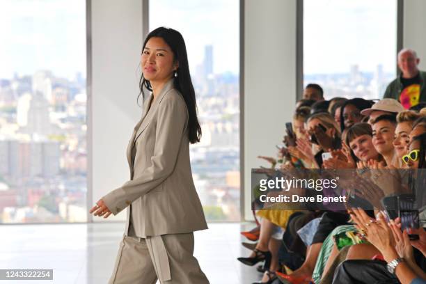 Rejina Pyo walks the runway at the Rejina Pyo show during London Fashion Week September 2022 on September 18, 2022 in London, England.