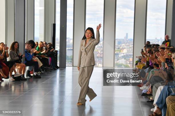 Rejina Pyo walks the runway at the Rejina Pyo show during London Fashion Week September 2022 on September 18, 2022 in London, England.