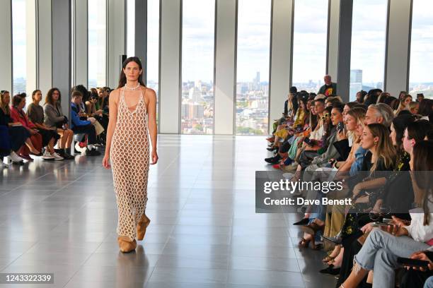 Model walks the runway at the Rejina Pyo show during London Fashion Week September 2022 on September 18, 2022 in London, England.