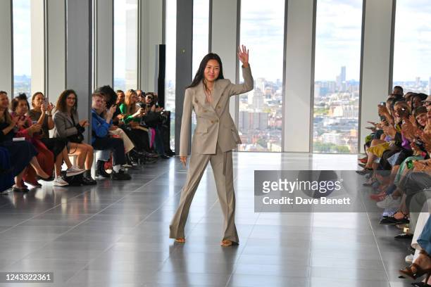 Rejina Pyo walks the runway at the Rejina Pyo show during London Fashion Week September 2022 on September 18, 2022 in London, England.