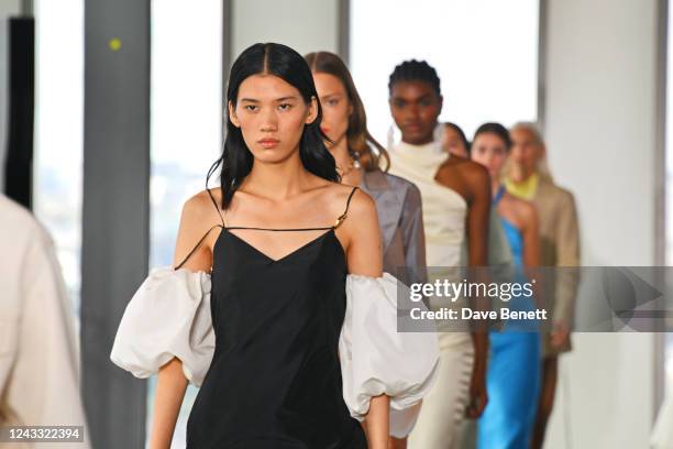 Models walks the runway at the Rejina Pyo show during London Fashion Week September 2022 on September 18, 2022 in London, England.