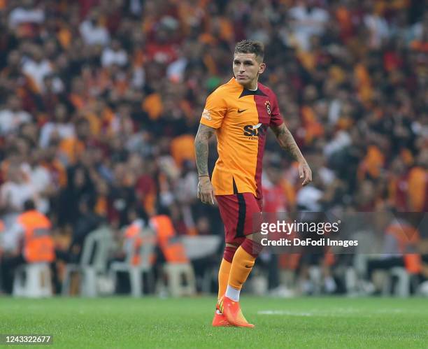 Lucas Torreira of Galatasaray SK looks on during the Sportoto SuperLig match between Galatasaray SK vs Konyaspor at NEF Stadyumu on September 16,...