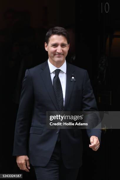 Canadian Prime Minister, Justin Trudeau, leaves 10 Downing Street after meeting the British Prime Minister Liz Truss on September 18, 2022 in London,...