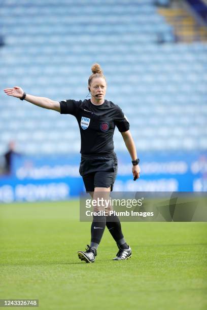 Referee Kirsty Dowie during the FA Women's Super League match between Leicester City and Tottenham Hotspur at King Power Stadium on September 18,...
