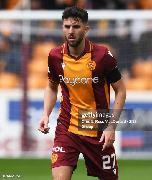 Sean Goss in action for Motherwell during a cinch Premiership match between Motherwell and Heart of Midlothian at Fir Park, on September 18 in...