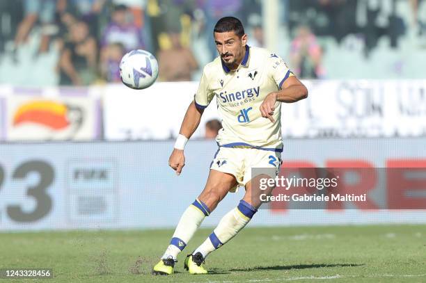 Koray Günter of Hellas Verona in action during the Serie A match between ACF Fiorentina and Hellas Verona at Stadio Artemio Franchi on September 18,...