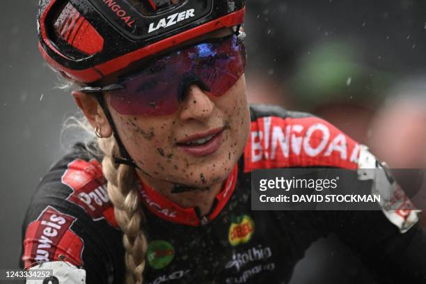 Dutch Denise Betsema pictured in action during the women's elite race at the cyclocross cycling race in Kruibeke, the first race of the Exact Cross...