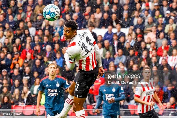 Cody Gakpoof PSV Eindhoven Controls the ball during the Dutch Eredivisie match between PSV Eindhoven and Feyenoord at Philips Stadion on September...