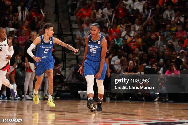 Alyssa Thomas of the Connecticut Sun celebrates during Game 4 of the 2022 WNBA Finals on September 18, 2022 at Mohegan Sun Arena in Uncasville,...