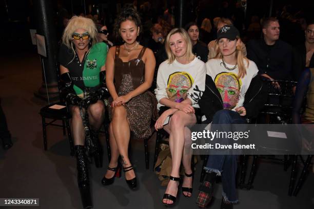 Whora, Betty Bachz, Laura Carmichael and Christabel Macgreevy attend the Christopher Kane show during London Fashion Week September 2022 at The...