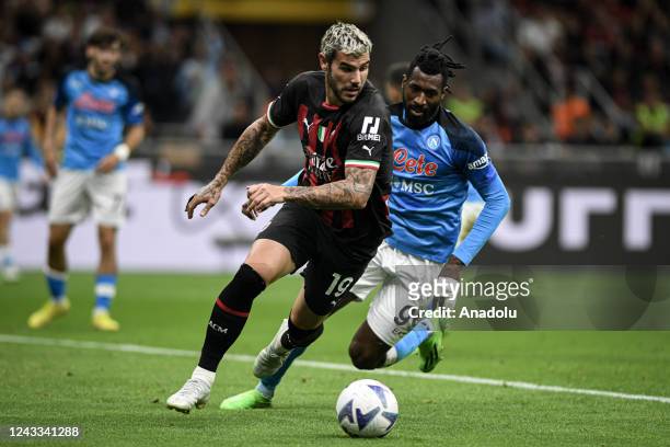 Theo Hernandez of AC Milan and Andre Zambo Anguissa of SSC Napoli fight for the ball during the Serie A championship football match AC Milan vs...