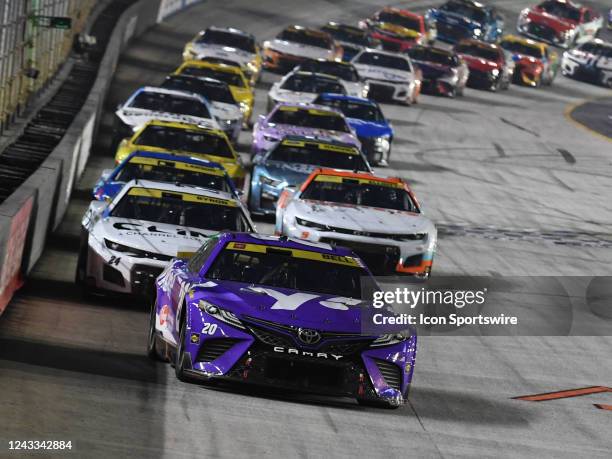 Christopher Bell leads the field down the front stretch during the NASCAR Cup Series Playoff Bass Pro Shops Night Race on September 17 at Bristol...