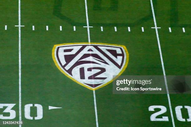 The PAC 12 logo on the field before the college football game between the Eastern Michigan Eagles and the Arizona State Sun Devils on September 17,...