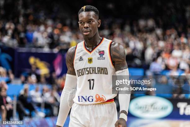 Dennis Schroder of Germany seen during the third-place game of the FIBA Eurobasket 2022 between Germany and Poland at Mercedes Benz Arena. Final...