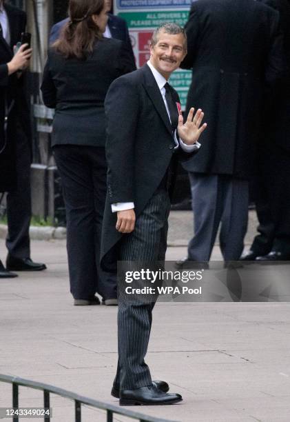 Personality Bear Grylls during the State Funeral of Queen Elizabeth II at Westminster Abbey on September 19, 2022 in London, England. Elizabeth...