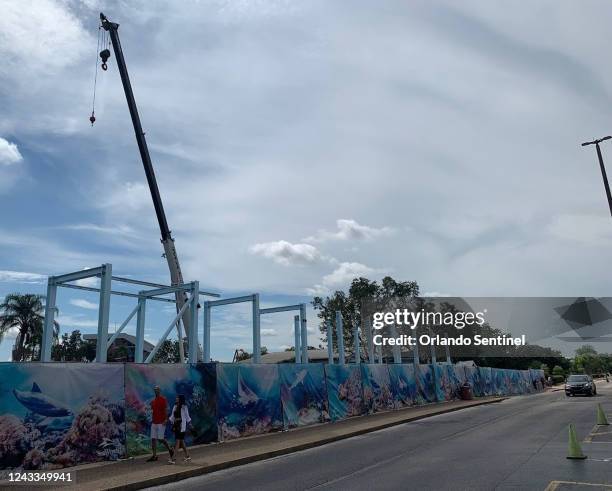 Construction has gone vertical with SeaWorld Orlando's upcoming roller coaster on Sept. 14 in Orlando, Florida. The ride will be near the...