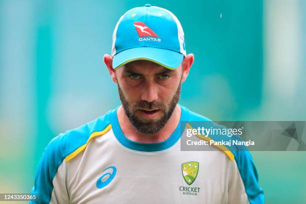 Glenn Maxwell of Australia during the practice session at Punjab Cricket Association Stadium on September 19, 2022 in Mohali, India.