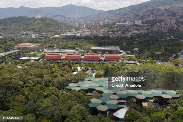 View of Explora Park, a science museum located in Medellin, Colombia. There is an aquarium with more than 250 species, in Medellin, Colombia on...
