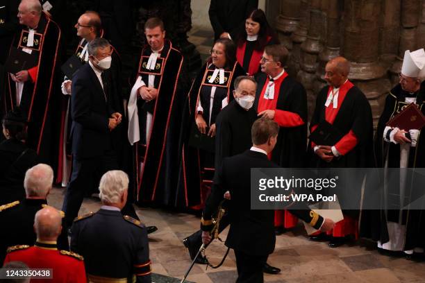 China's Vice President Wang Qishan arrives for the State Funeral of Queen Elizabeth II at Westminster Abbey on September 19, 2022 in London, England....