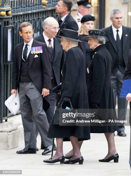 Lady Susan Hussey , the Queen's lady-in-waiting, arrives for during the State Funeral of Queen Elizabeth II, held at Westminster Abbey, London....