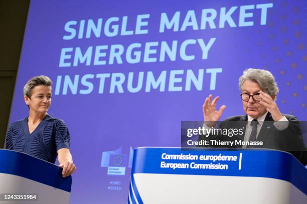 Commissioner for A Europe Fit for the Digital Age - Executive Vice President Margrethe Vestager and the EU Commissioner for Internal Market Thierry...